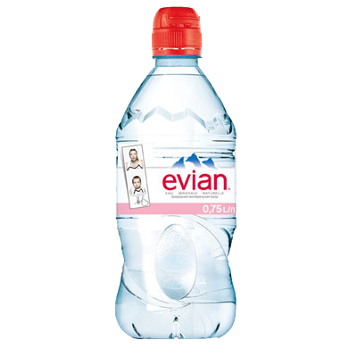 Минеральная вода без газа "Evian/Эвиан" 0,75 л. спорт пэт. Упаковка 6 шт.